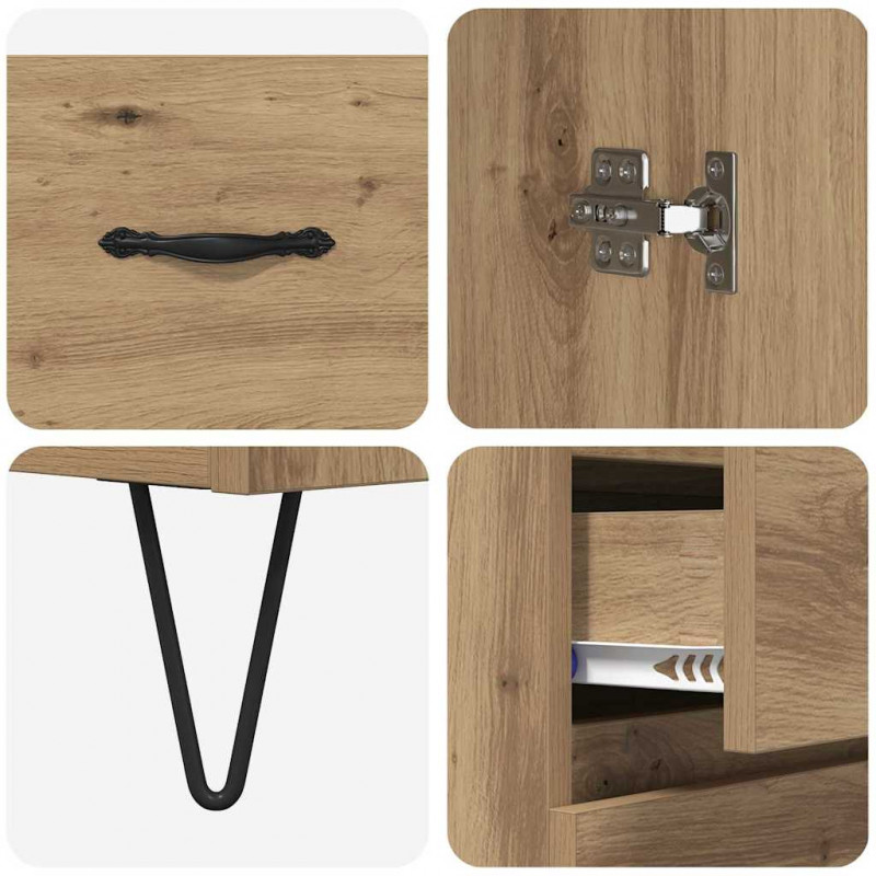 Highboard 2 pcs Dąb rzemieślniczy Drewno inżynieryjne i szkło