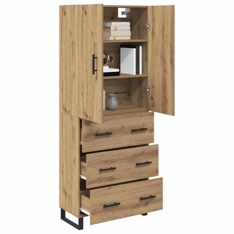 Highboard z szufladą 2 pcs Dąb rzemieślniczy 69,5 x 34 x 180 cm