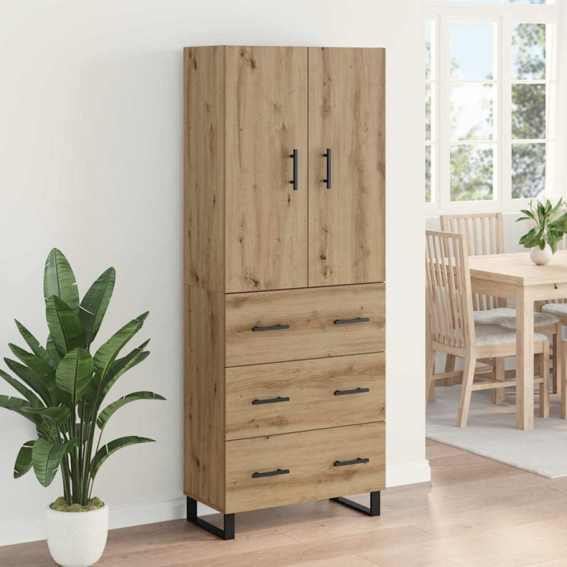 Highboard z szufladą 2 pcs Dąb rzemieślniczy 69,5 x 34 x 180 cm