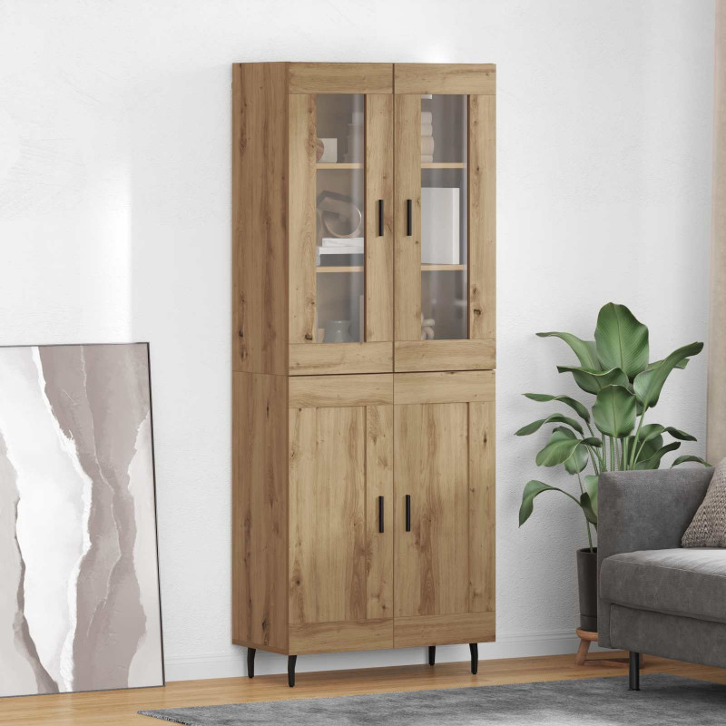 Highboard 2 pcs Dąb rzemieślniczy Materiał drewnopochodny