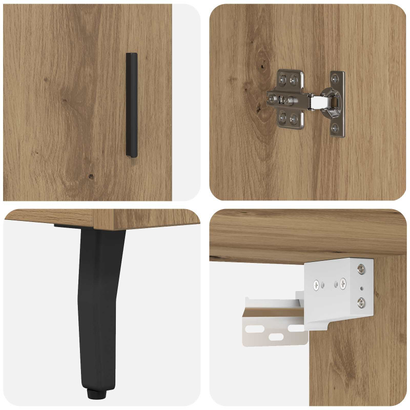 Highboard 2 pcs Dąb rzemieślniczy Materiał drewnopochodny