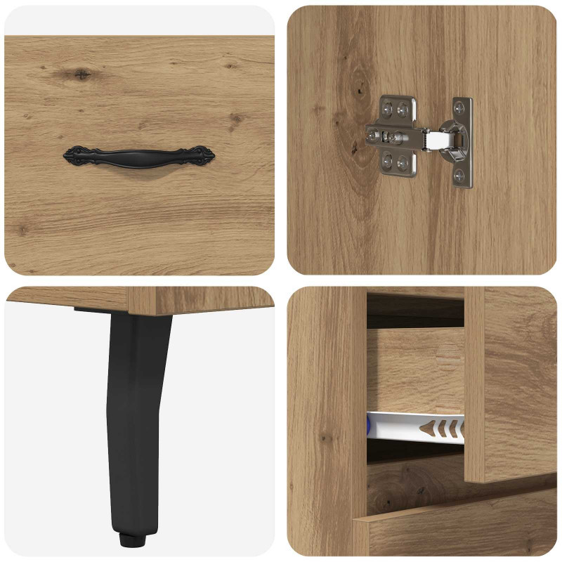 Highboard 2 pcs Dąb rzemieślniczy Materiał drewnopochodny