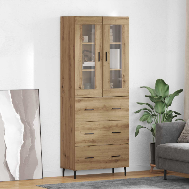 Highboard 2 pcs Dąb rzemieślniczy Materiał drewnopochodny