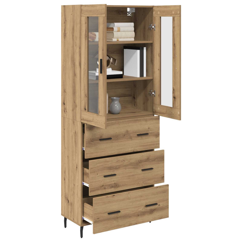 Highboard 2 pcs Dąb rzemieślniczy Materiał drewnopochodny