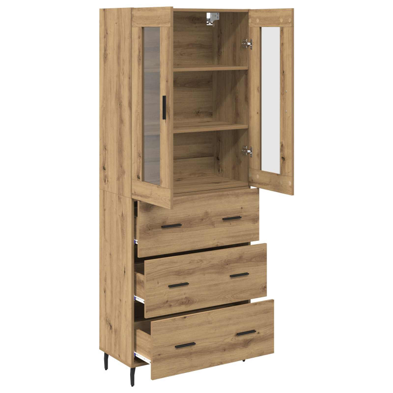Highboard 2 pcs Dąb rzemieślniczy Materiał drewnopochodny