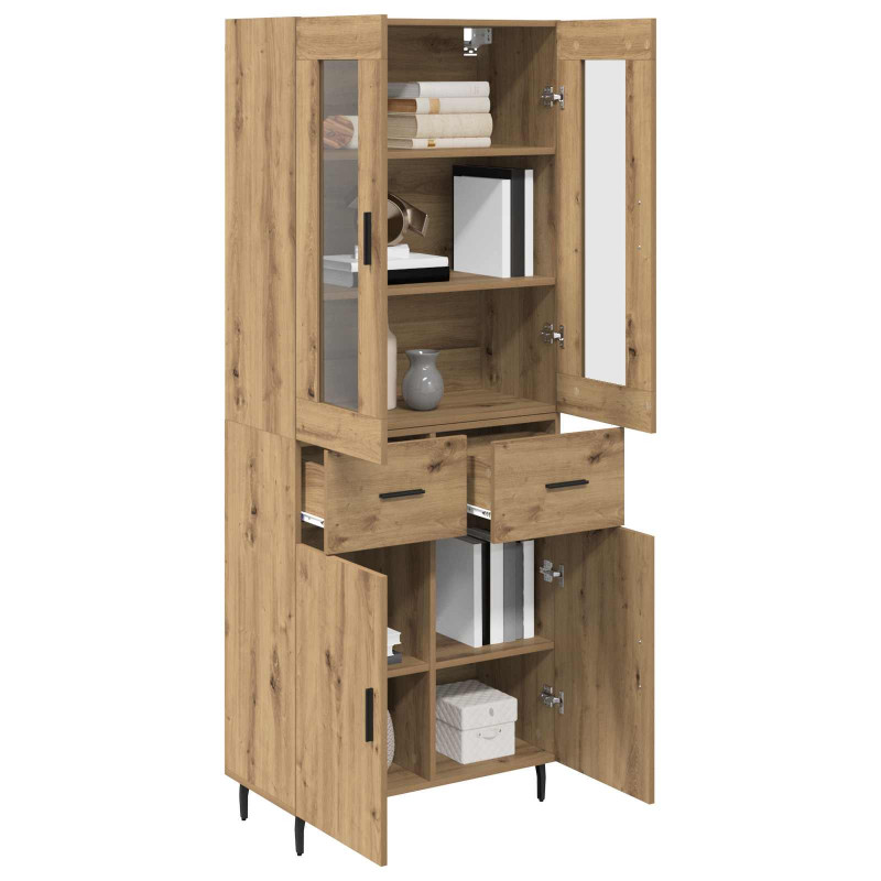 Highboard 2 pcs Dąb rzemieślniczy Materiał drewnopochodny