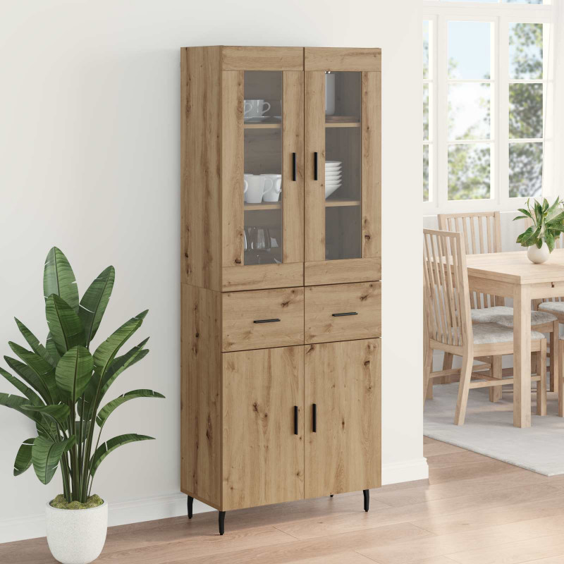 Highboard 2 pcs Dąb rzemieślniczy Materiał drewnopochodny