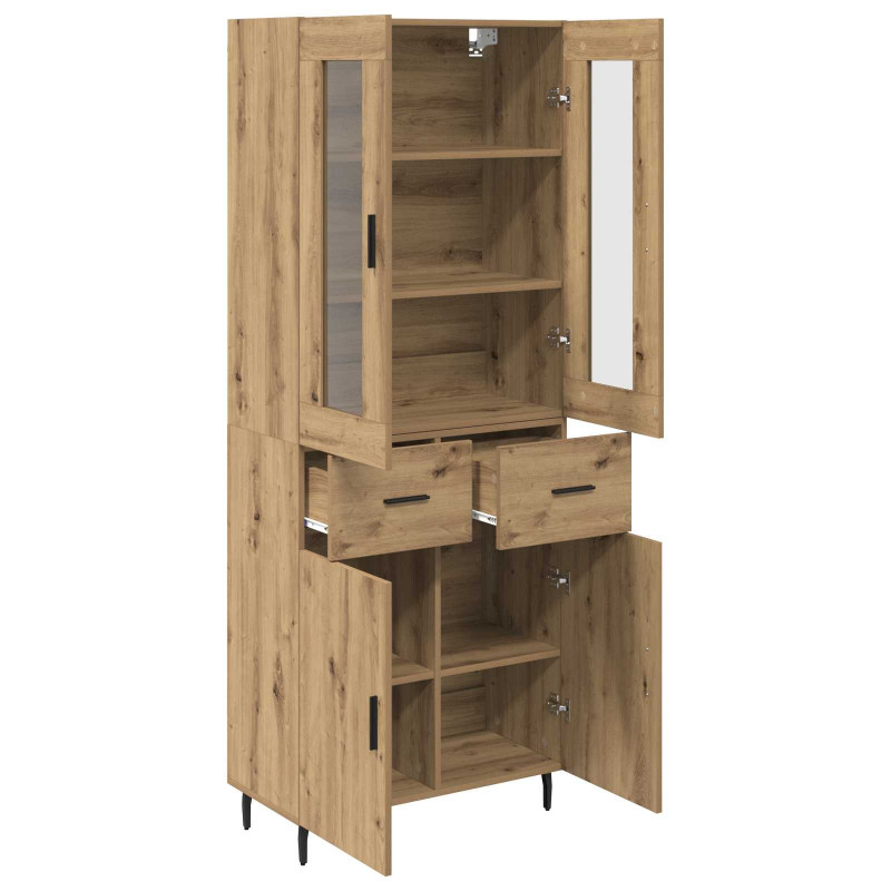 Highboard 2 pcs Dąb rzemieślniczy Materiał drewnopochodny