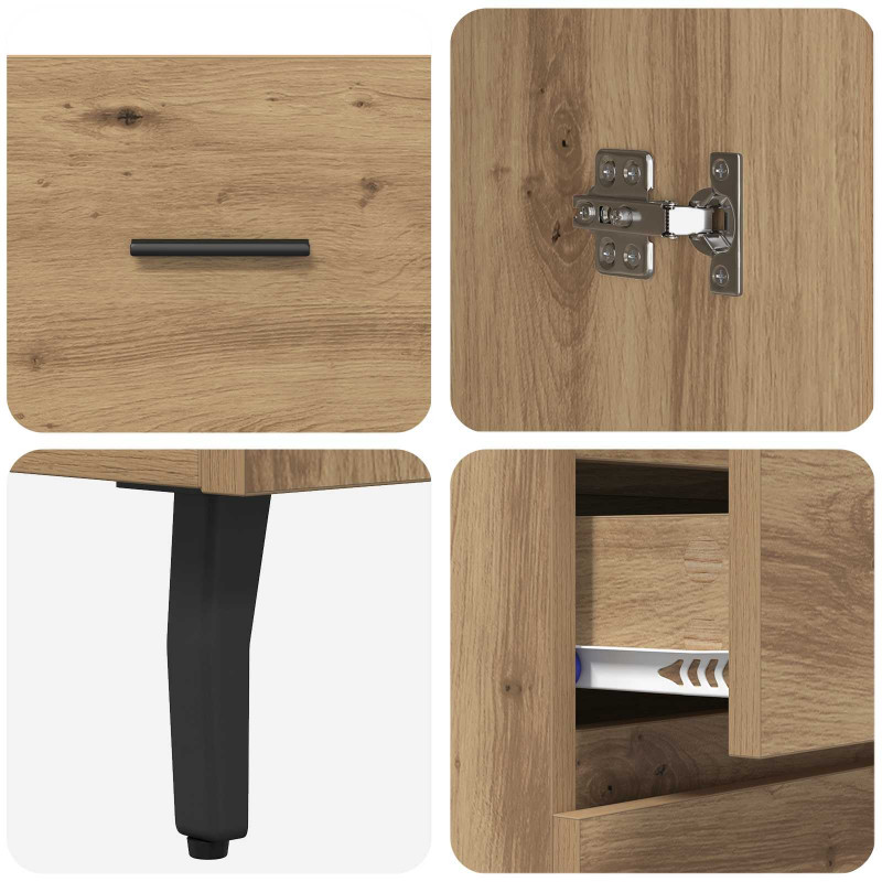 Highboard 2 pcs Dąb rzemieślniczy Materiał drewnopochodny