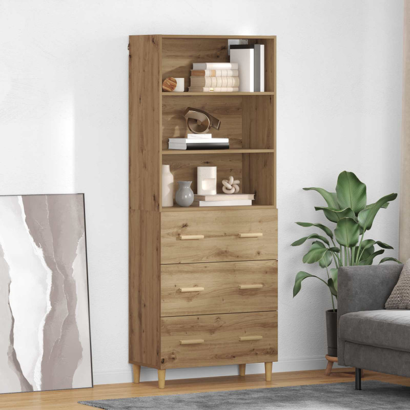 Highboard z szufladą Dąb rzemieślniczy 69,5 x 32,5 x 180 cm