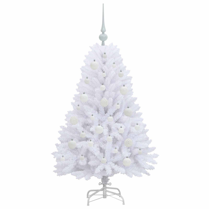 Sztuczna choinka z zawiasami z podstawą Biały 120 cm PVC i Stal