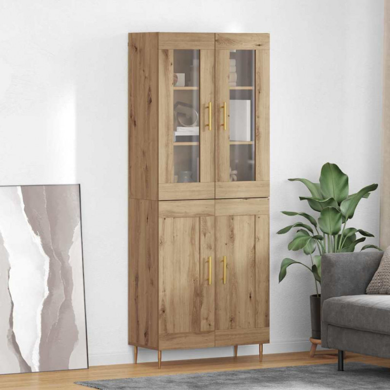 Highboard 2 pcs Dąb rzemieślniczy Materiał drewnopochodny