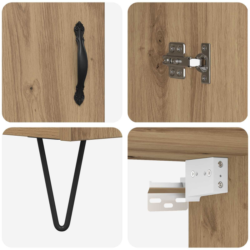 Highboard 2 pcs Dąb rzemieślniczy Materiał drewnopochodny