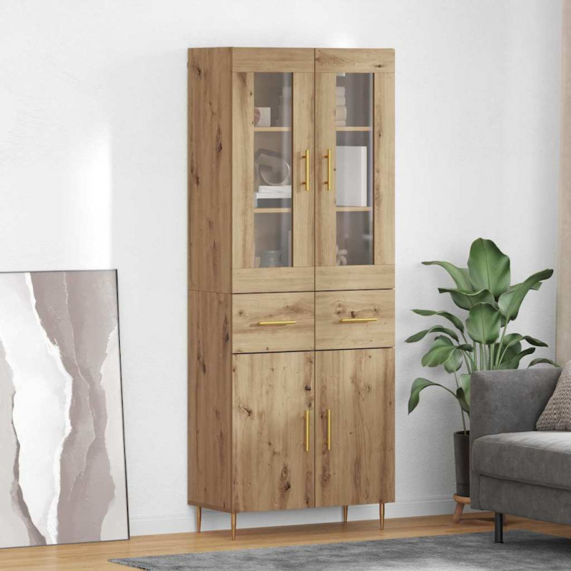 Highboard 2 pcs Dąb rzemieślniczy Materiał drewnopochodny