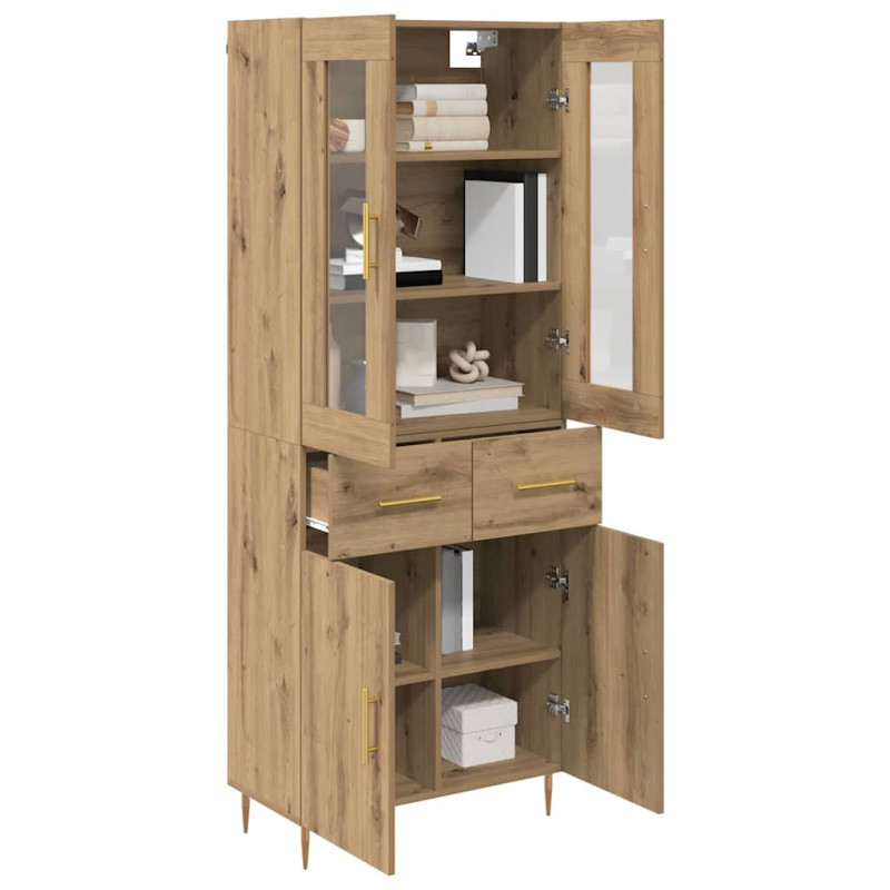 Highboard 2 pcs Dąb rzemieślniczy Materiał drewnopochodny
