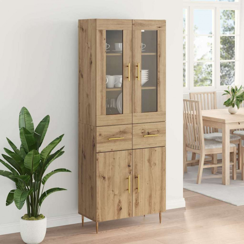 Highboard 2 pcs Dąb rzemieślniczy Materiał drewnopochodny