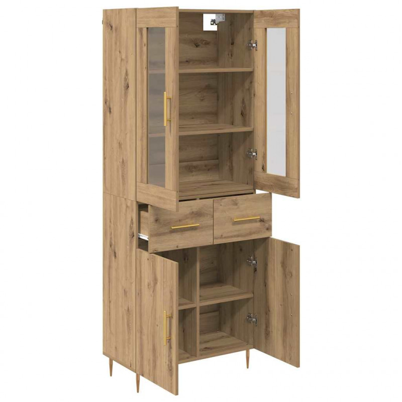 Highboard 2 pcs Dąb rzemieślniczy Materiał drewnopochodny