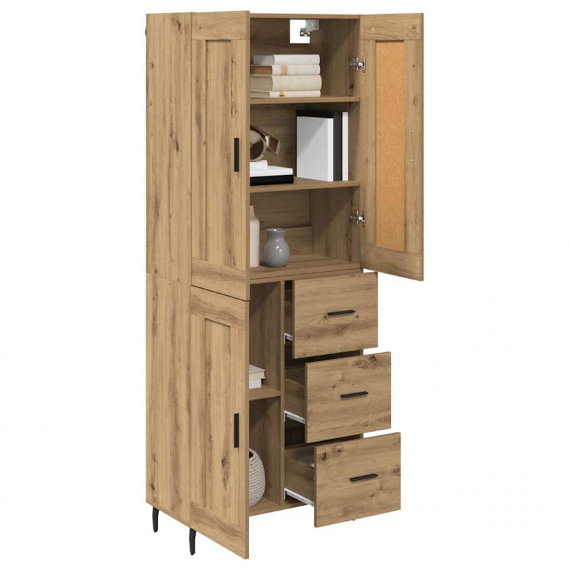 Highboard 2 pcs Dąb rzemieślniczy Materiał drewnopochodny