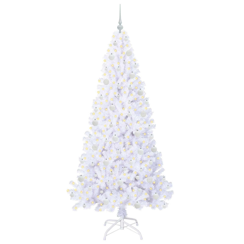 Sztuczna choinka z 300 diodami LED Biały 210 cm PVC i stal