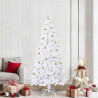 Sztuczna choinka z 300 diodami LED Biały 210 cm PVC i stal
