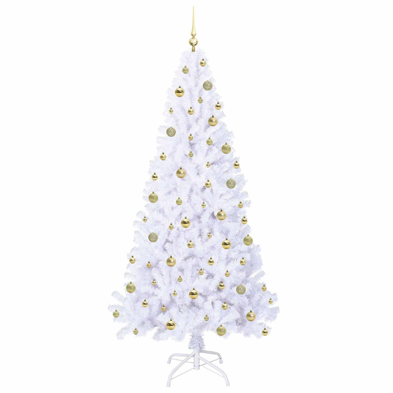 Sztuczna choinka z 300 diodami LED Biały 210 cm PVC i stal