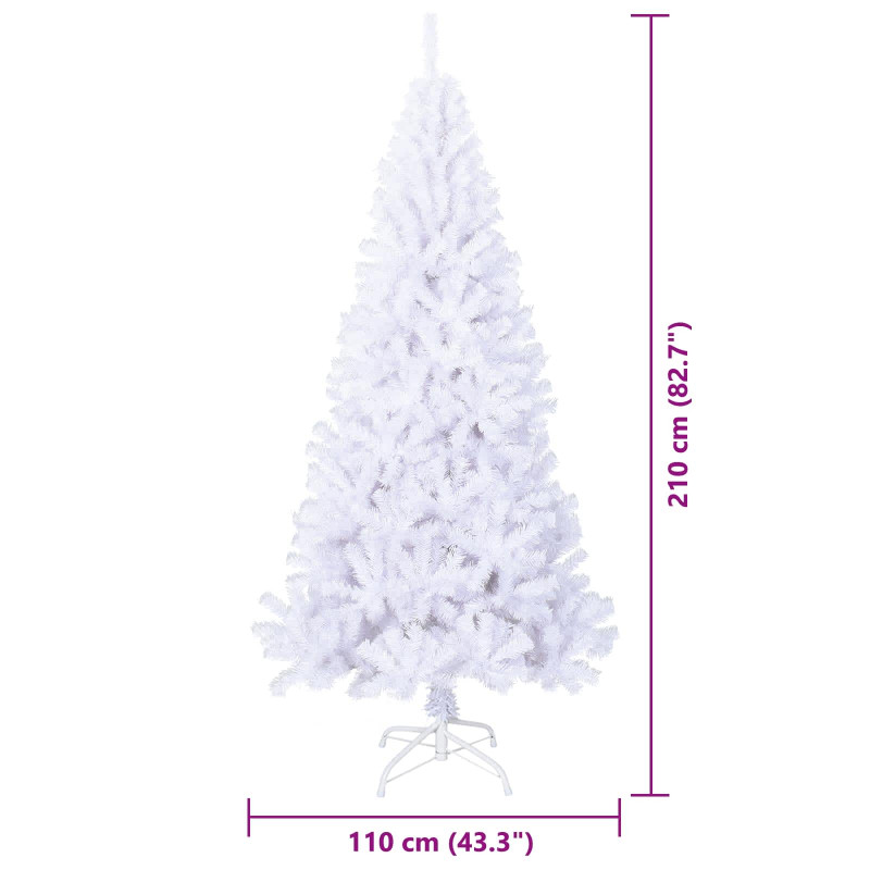 Sztuczna choinka z 300 diodami LED Biały 210 cm PVC i stal