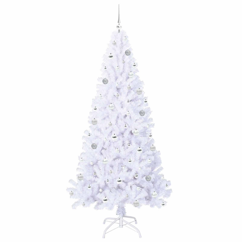 Sztuczna choinka z 300 diodami LED Biały 210 cm PVC i stal