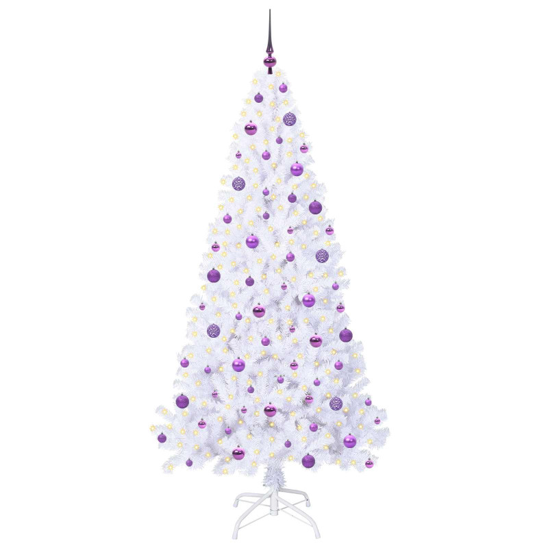 Sztuczna choinka z 300 diodami LED Biały 210 cm PVC i stal