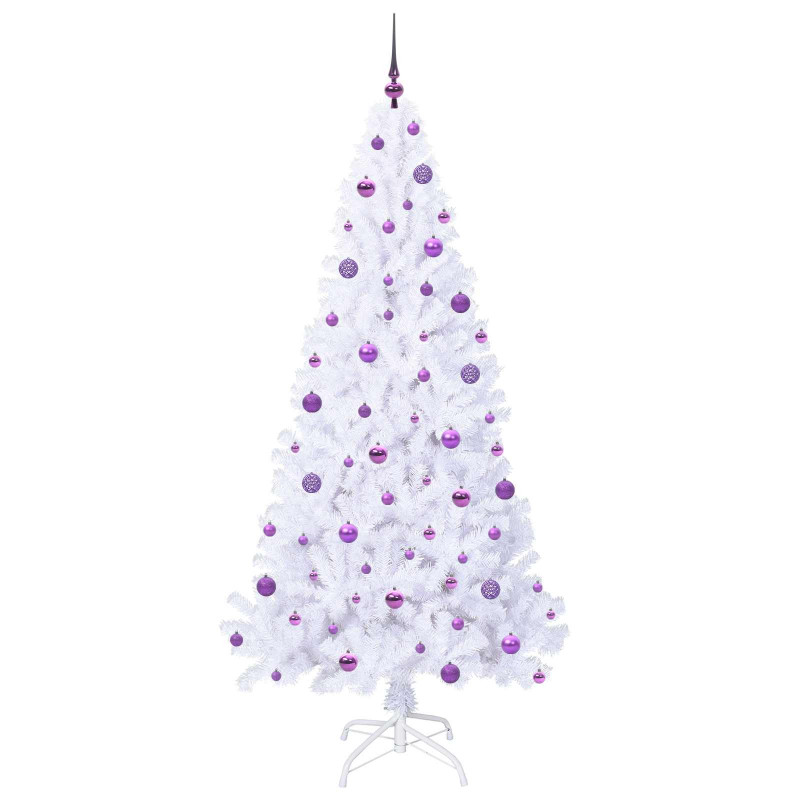 Sztuczna choinka z 300 diodami LED Biały 210 cm PVC i stal
