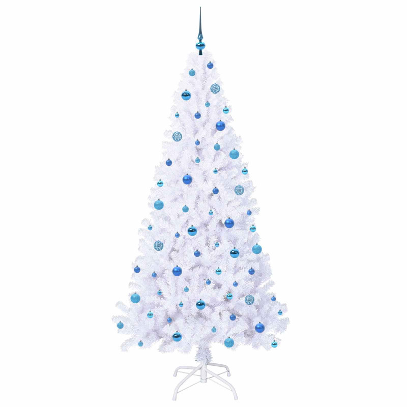 Sztuczna choinka z 300 diodami LED Biały 210 cm PVC i stal