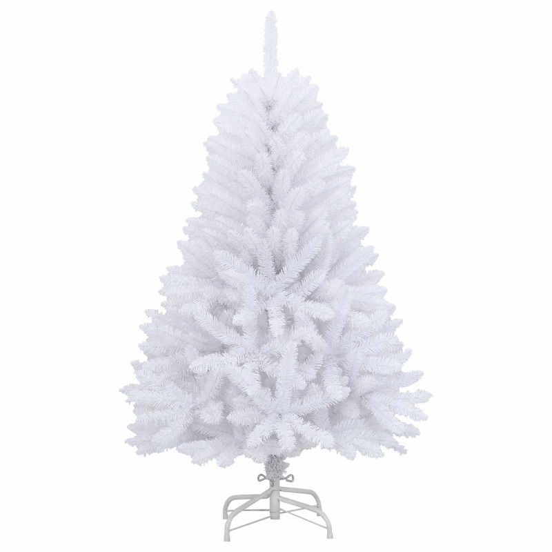 Sztuczna choinka z zawiasami z podstawą Biały 150 cm PVC i Stal