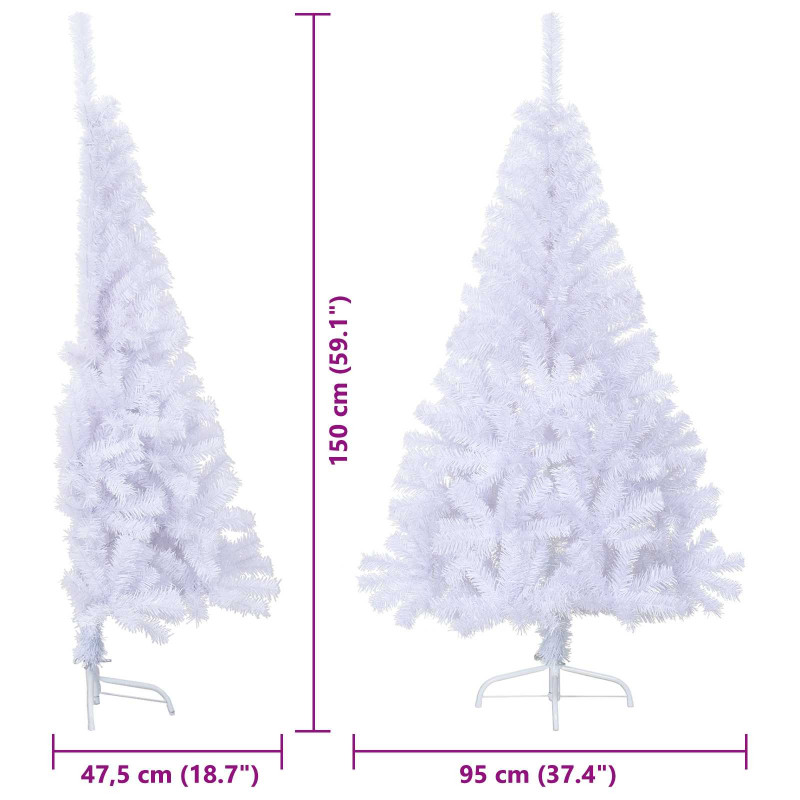 Sztuczna choinka z 150 diodami LED Biały 150 cm PVC i stal