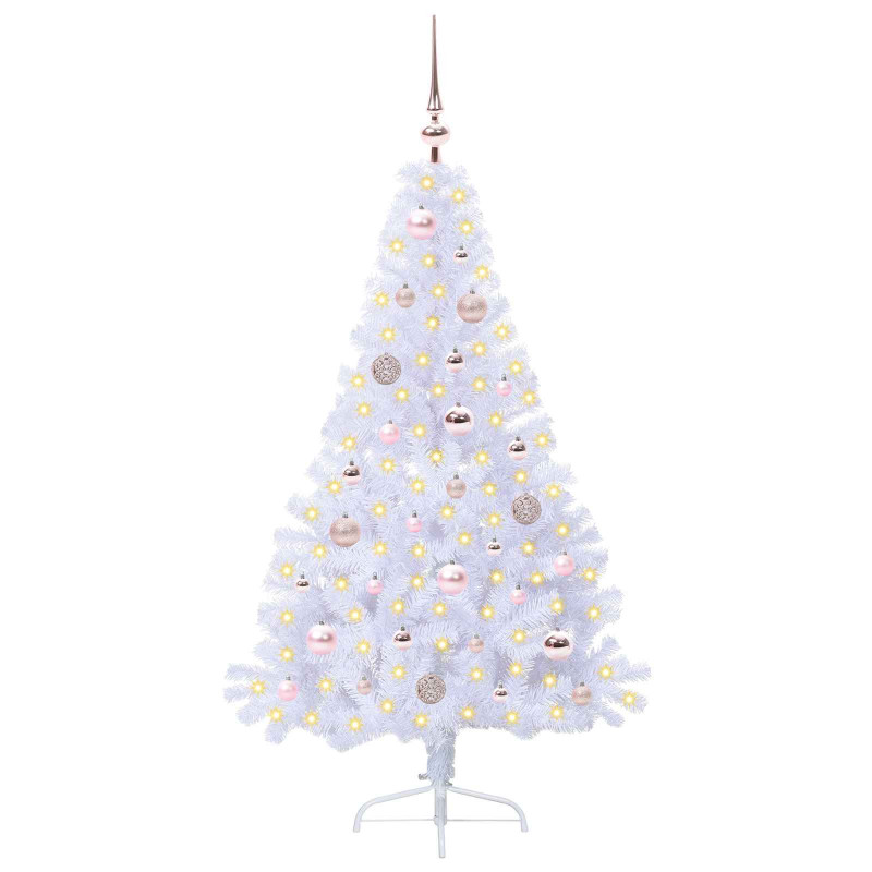 Sztuczna choinka z 150 diodami LED Biały 150 cm PVC i stal