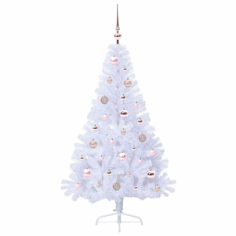 Sztuczna choinka z 150 diodami LED Biały 150 cm PVC i stal