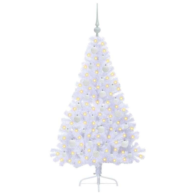 Sztuczna choinka z 150 diodami LED Biały 150 cm PVC i stal