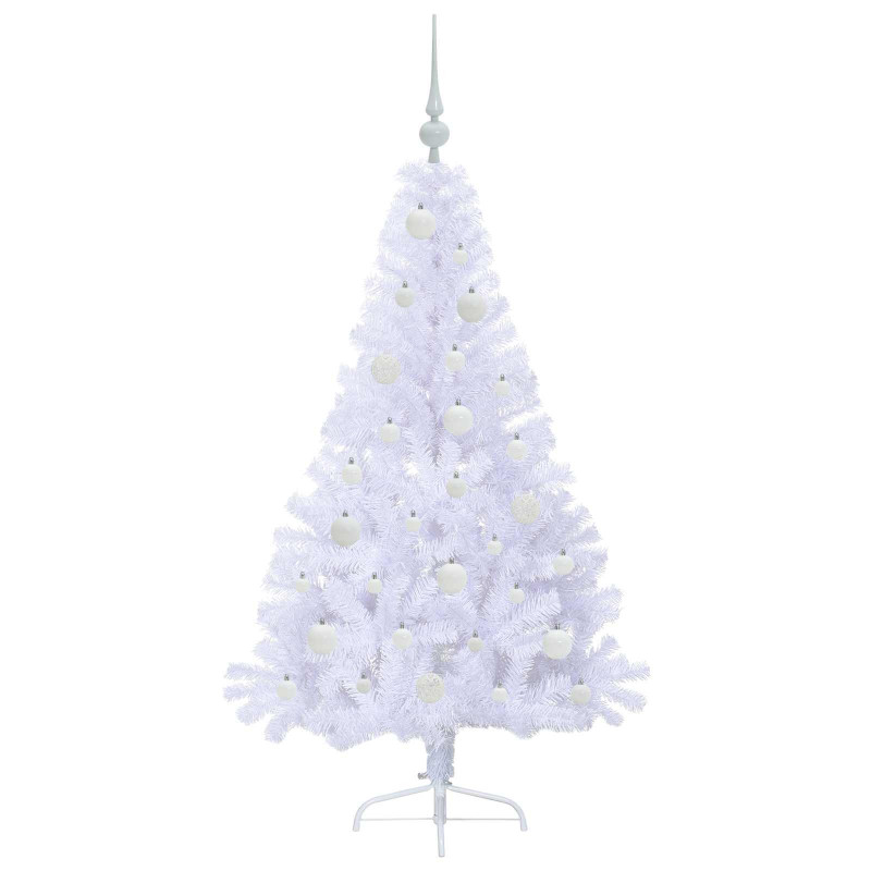 Sztuczna choinka z 150 diodami LED Biały 150 cm PVC i stal