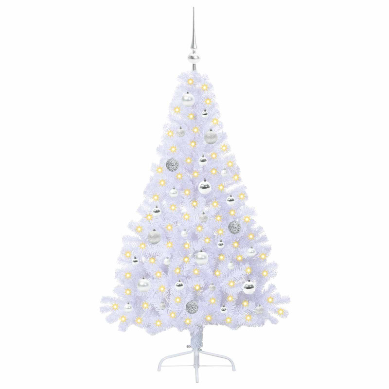 Sztuczna choinka z 150 diodami LED Biały 150 cm PVC i stal