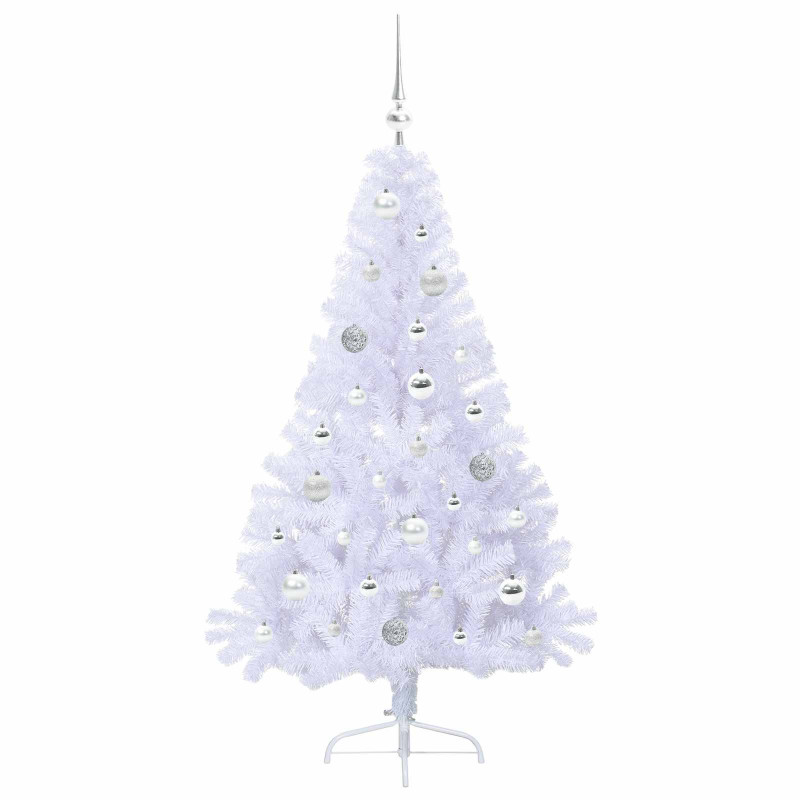 Sztuczna choinka z 150 diodami LED Biały 150 cm PVC i stal