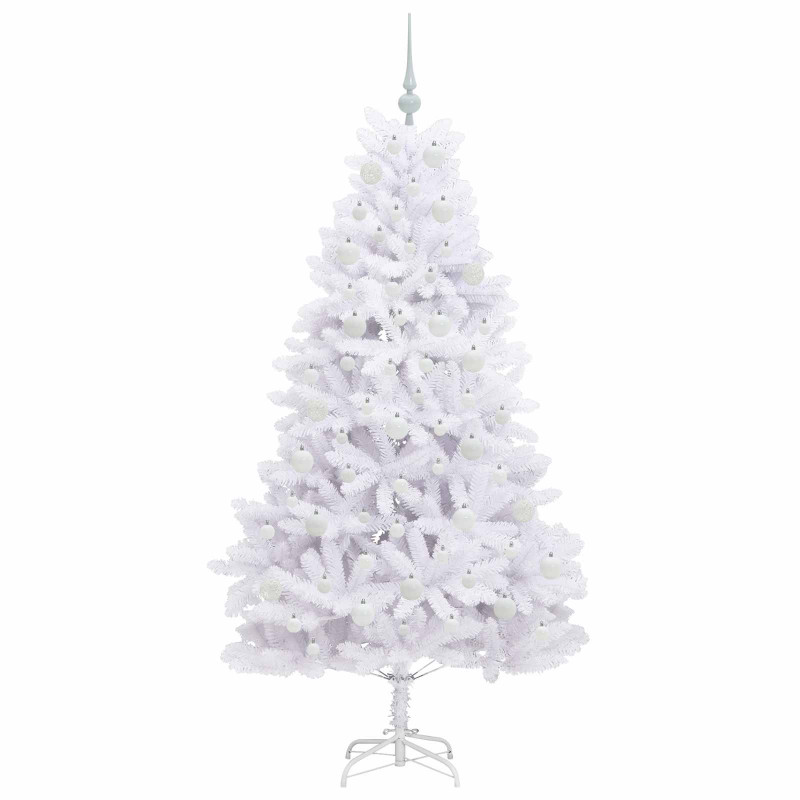 Sztuczna choinka z zawiasami z podstawą Biały 180 cm PVC i stal