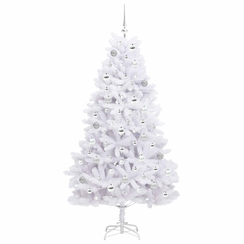 Sztuczna choinka z zawiasami z podstawą Biały 180 cm PVC i stal