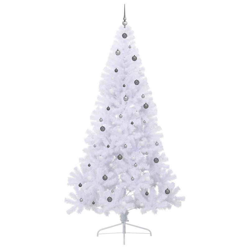 Sztuczna choinka z 300 diodami LED Biały 240 cm PVC i stal