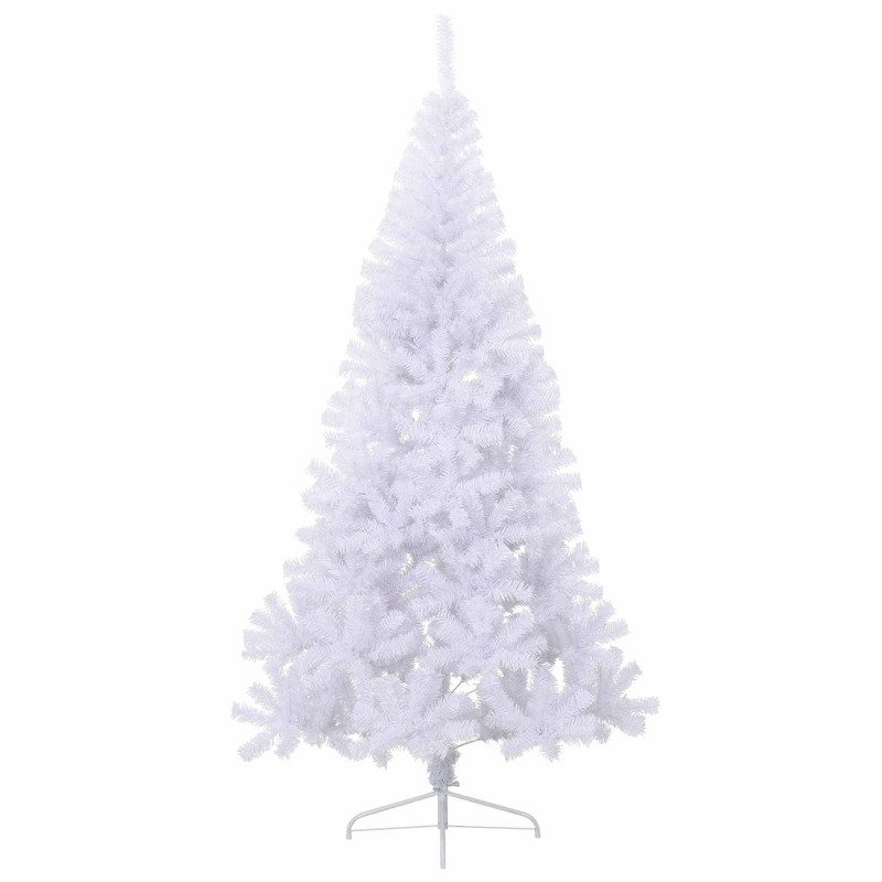 Sztuczna choinka z 300 diodami LED Biały 240 cm PVC i stal