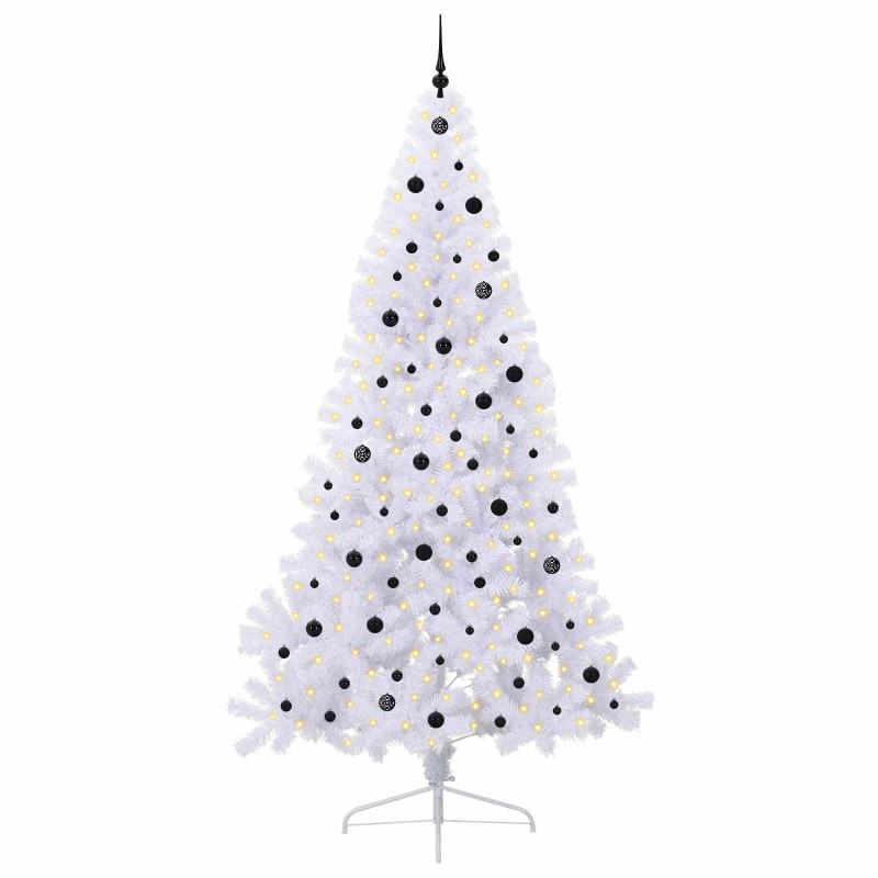 Sztuczna choinka z 300 diodami LED Biały 240 cm PVC i stal