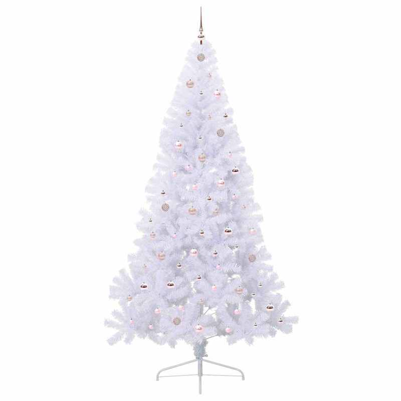 Sztuczna choinka z 300 diodami LED Biały 240 cm PVC i stal
