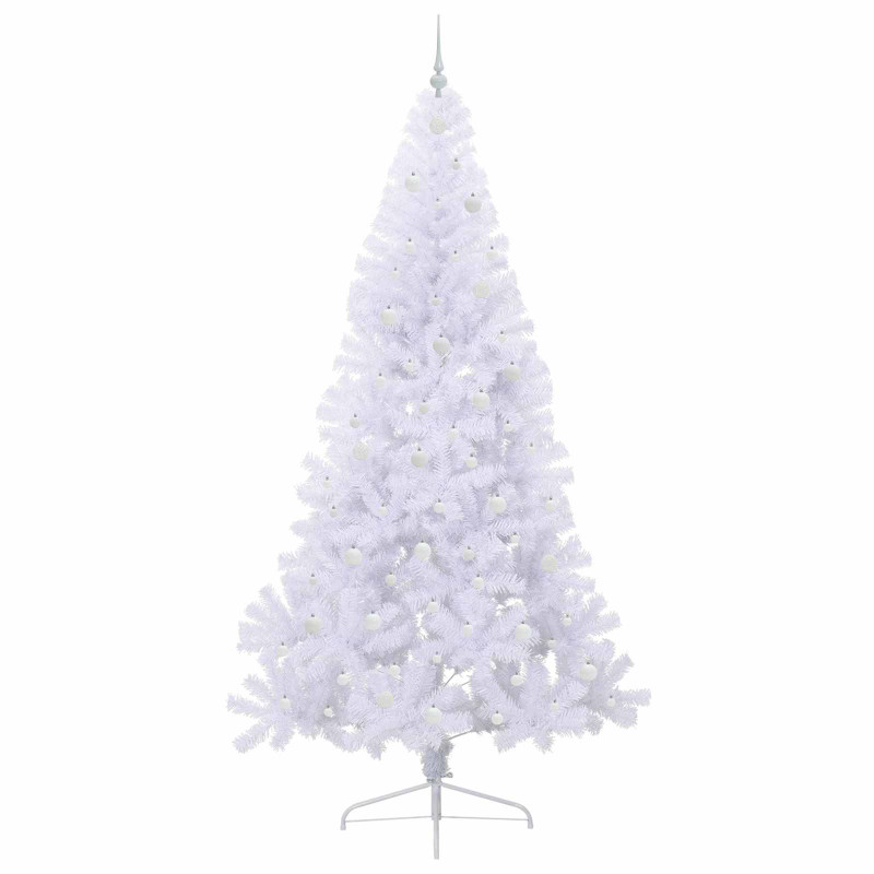 Sztuczna choinka z 300 diodami LED Biały 240 cm PVC i stal