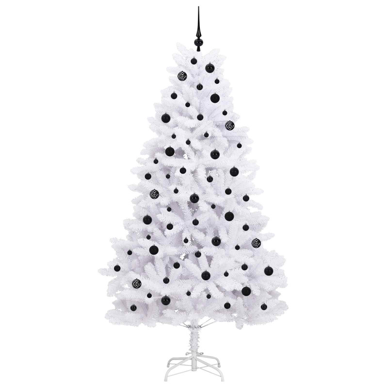 Sztuczna choinka z zawiasami z podstawą Biały 210 cm PVC i stal
