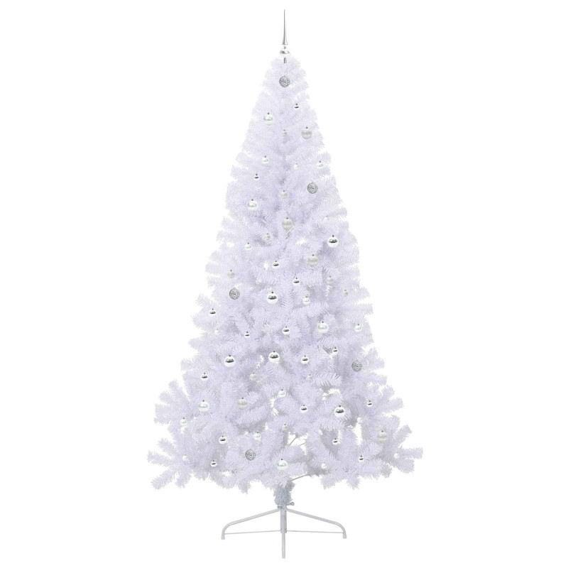 Sztuczna choinka z 300 diodami LED Biały 240 cm PVC i stal