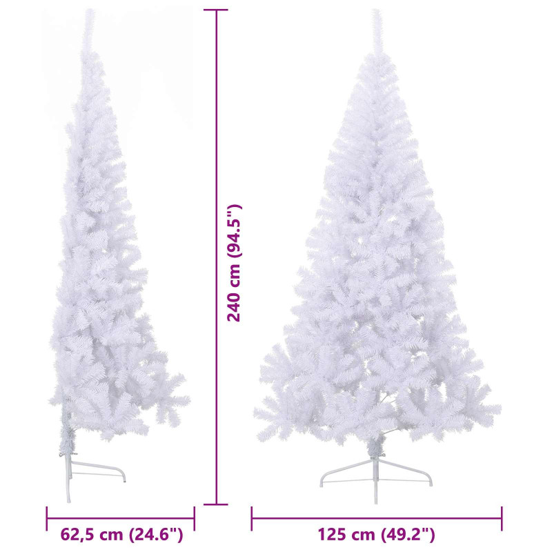 Sztuczna choinka z 300 diodami LED Biały 240 cm PVC i stal