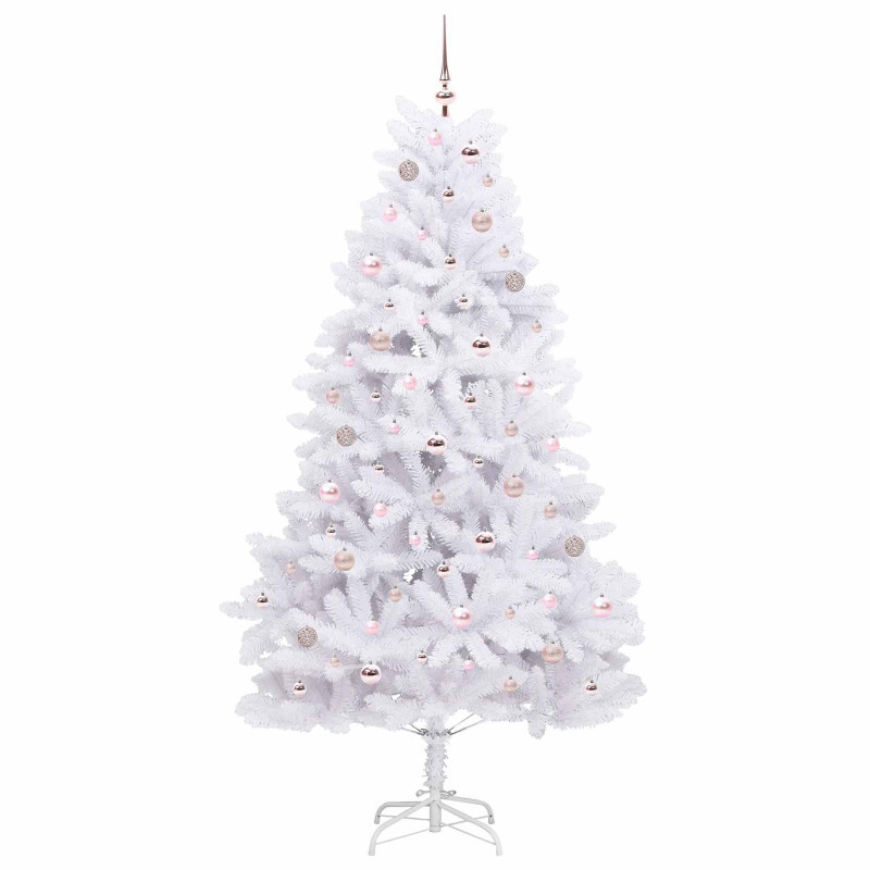 Sztuczna choinka z zawiasami z podstawą Biały 210 cm PVC i stal