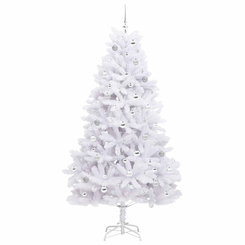 Sztuczna choinka z zawiasami z podstawą Biały 210 cm PVC i stal